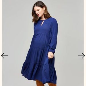 Nom Maternity “Margot” Nursing Dress in blue- size medium